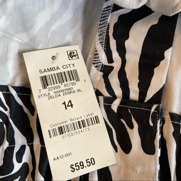 Bar III Zebra Mini Skirt Paperbag Ruffle High Waist Stretch Denim Women 14 - Picture 8 of 8